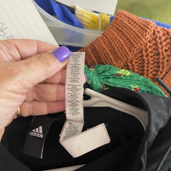 Adidas women's medium jacket light weight black zip front hooded gray pattern - Picture 10 of 16